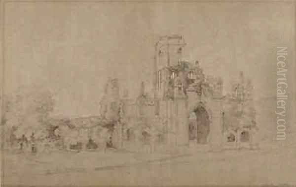Kirkstall Abbey Oil Painting by Joseph Farington