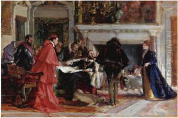 Bianca Capello Presenta Al 
Granduca Francesco I Di Toscana Gliambasciatori Della Repubblica Veneta Oil Painting by Stefano Ussi