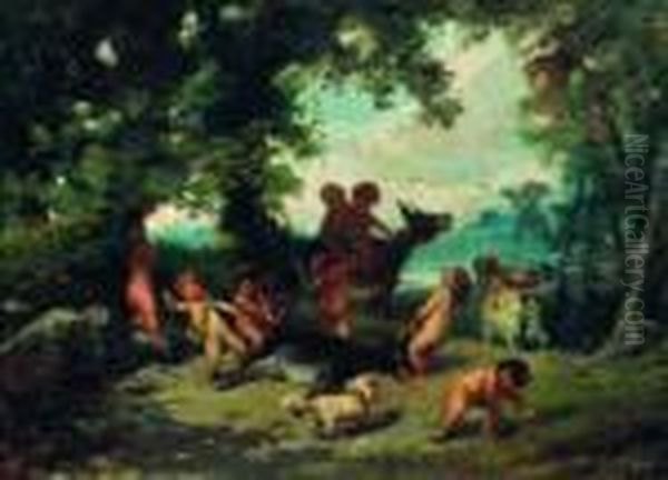 Girotondo Di Putti Oil Painting by Stefano Ussi