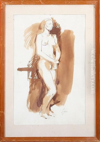 A Nude Female Oil Painting by Einar Utzon-Frank