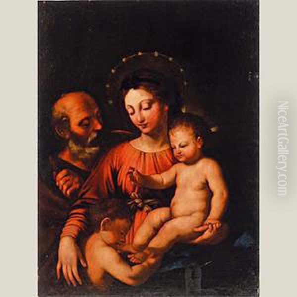 Sagrada Familia Con San Juan Oil Painting by Andrea Vaccaro