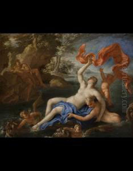 Venere E Adone
 Aci E Galatea Oil Painting by Nicola Vaccaro