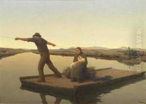 Traghetto In Maremma Oil Painting by Memo Vagaggini