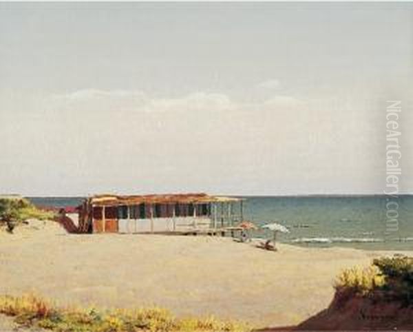 Spiaggia A Marina Di Pisa Oil Painting by Memo Vagaggini