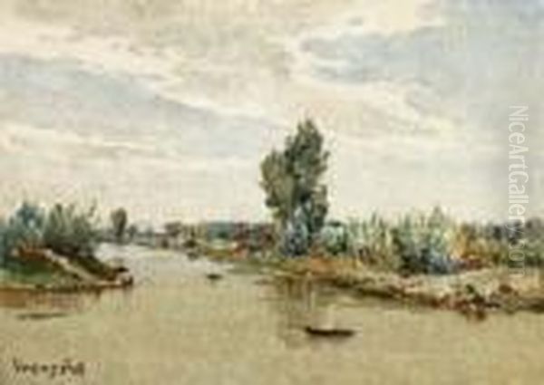 Marina Di Pisa: L'arnino Oil Painting by Memo Vagaggini