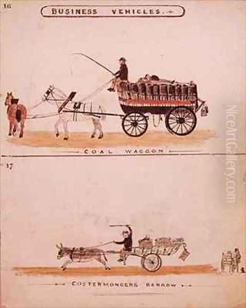 The Coal Wagon and the Costermongers Barrow Oil Painting by William Francis Freelove