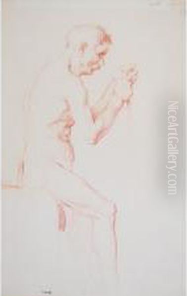 Nude Study Oil Painting by Adolphe Pierre Valette