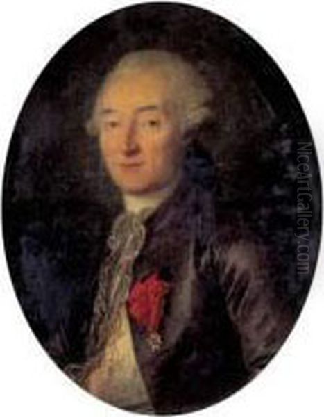 Portrait Presume Du Comte De Mesnilglaise Portant La Medaille De
 L'ordre De Saint Louis Oil Painting by Anne Vallayer-Coster