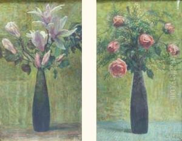 Bouquets De Fleurs Oil Painting by Ludovic Vallee