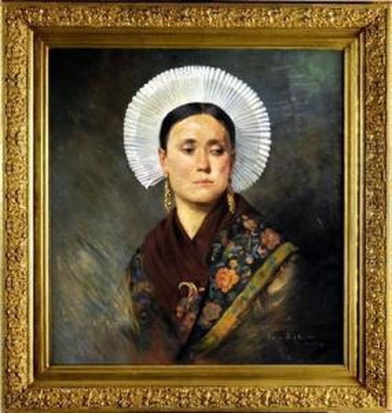 Portrait De Boulonnaise Oil Painting by Florimond Van Acker