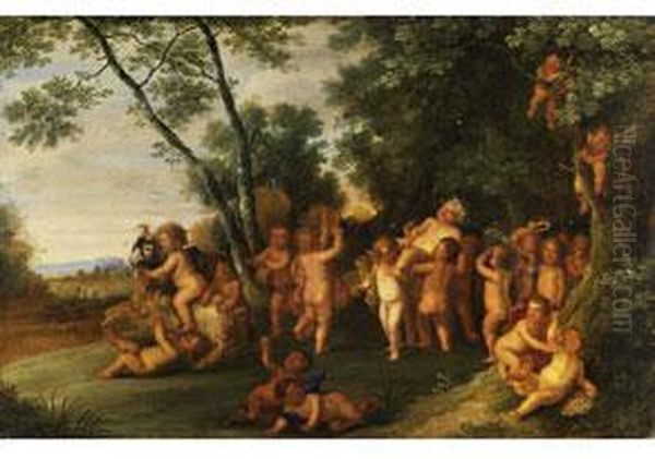 Kinderbacchanal Oil Painting by Pieter Van Avont