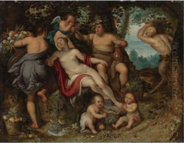 Sine Baccho Et Cerere Friget Venus (without Ceres And Bacchus, Venus Would Freeze) Oil Painting by Pieter Van Avont