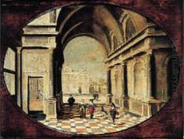 L'entree Du Palais Oil Painting by Hans Juriaensz. Van Baden