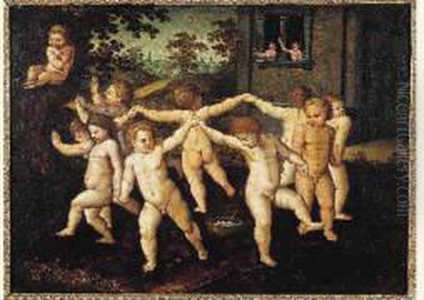 Une Ronde De Putti Oil Painting by Jan Van Balen