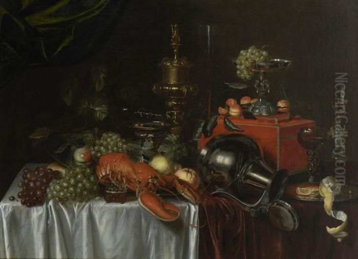 Prunkstillleben Mit Hummer. Oil Painting by Abraham Hendrickz Van Beyeren