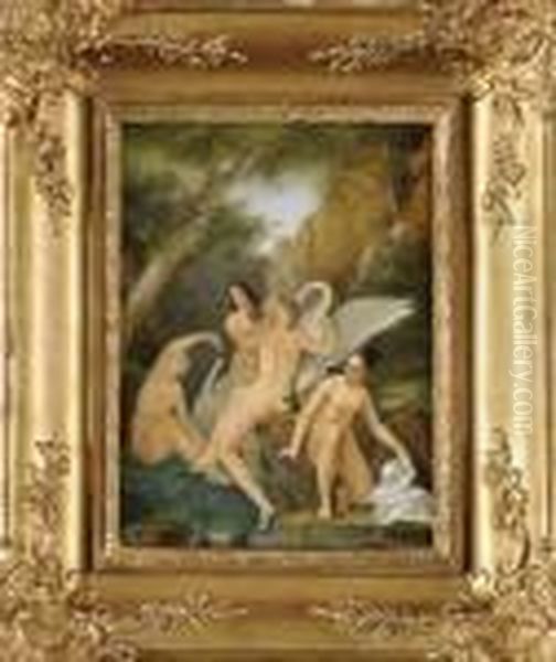 Leda Et Le Cygne Oil Painting by Philippe Jacques Van Bree