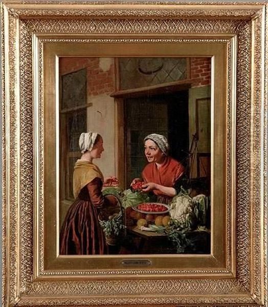 La Marchande De Primeurs Oil Painting by Philippe Jacques Van Bree