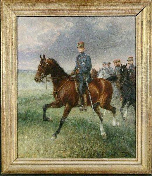The Four Generals Of World War 
I: General John J. Pershing;marshall Joffre; Field Marshall Sir Douglas 
Haig And Marshall Foch,each With Their Staff Of Generals: Four Oil Painting by Jan van Chelminski