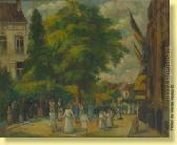 Procession En Belgique Oil Painting by Jean Van Cleemput