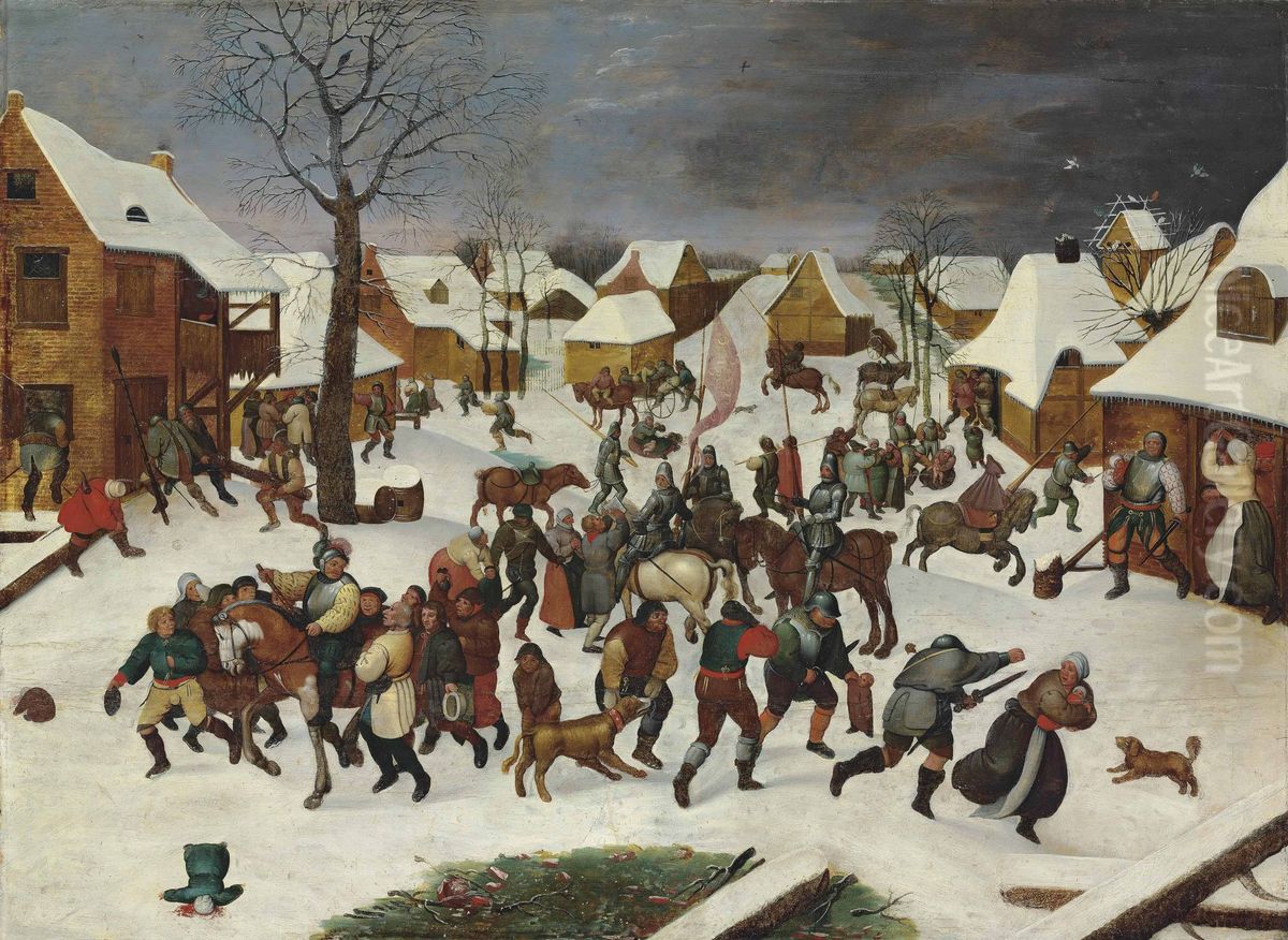 Massacre Of The Innocents Oil Painting by Marten Van Cleve