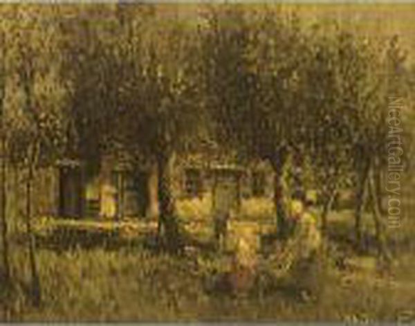 Mother And Child Oil Painting by Henri Van Daalhoff