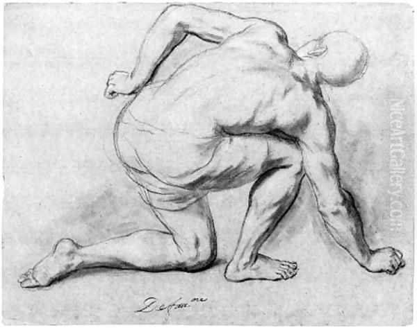 A crouching figure seen from behind Oil Painting by Henri Antoine de Favanne