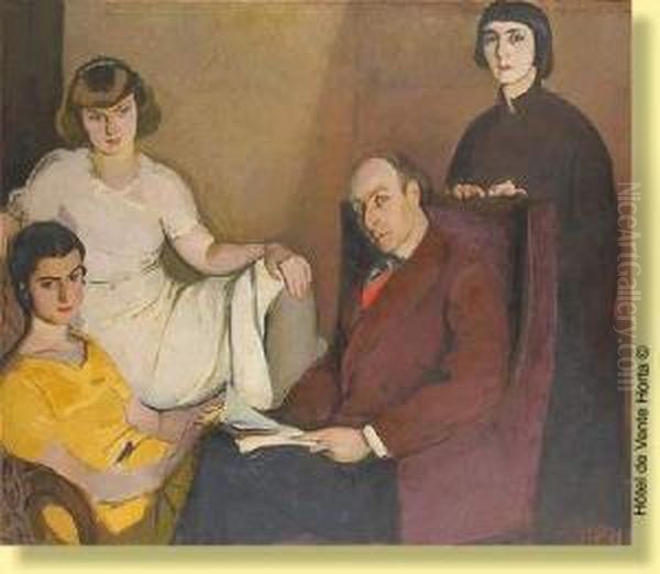 Portrait D'une Famille.
 Monogrammee Par Jean Van Den Eeckhoudt Datee De 38 Oil Painting by Jean Van Den Eeckhoudt