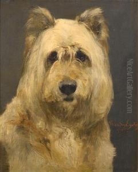 Portrait Of A Dog Oil Painting by Charles van den Eycken