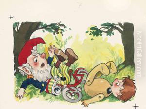 Noddy Meets Big-ears Numbered '7' Oil Painting by Harmsen Van Der Beek