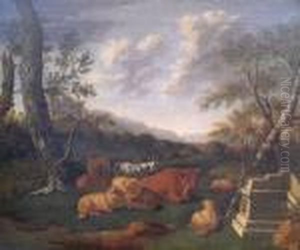 Pastoral Landscape With Cattle And Sheep Oil Painting by Harmenszoon van Rijn Rembrandt