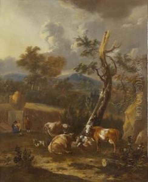 Paesaggio Con Contadini E Armenti Oil Painting by Harmenszoon van Rijn Rembrandt