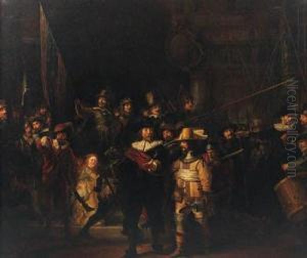 The Company Of Captain Frans Banning Oil Painting by Harmenszoon van Rijn Rembrandt