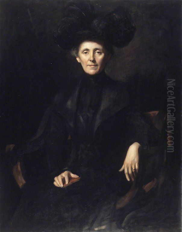 Lady in Black Oil Painting by Emil Fuchs
