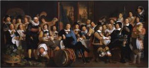 The Celebration Of The Peace Of 
Munster, 18 June 1648, In The Headquarters Of The Crossbowmen's Civic 
Guard (st. George Guard), Amsterdam Oil Painting by Bartholomeus Van Der Helst