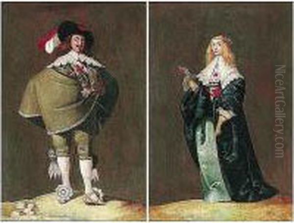 A Cavalier And His Lady Oil Painting by Jacob Fransz van der Merck