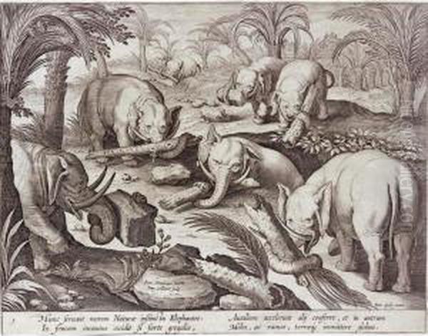 Venationes Ferarum, Avium, 
Piscium. Pugnae Bestiariorum: & Mutuae Bestiarum, Depictae A Ioanne 
Stradano. [amsterdam, C.1630] Oil Painting by Jan van der Straet