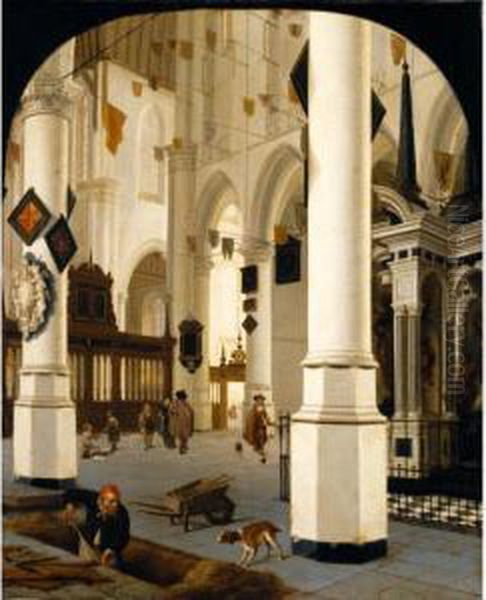 The Interior Of The Nieuwe Kerk 
In Delft Taken From The South-east, With The Tomb Of William The Silent Oil Painting by Hendrick Van Vliet