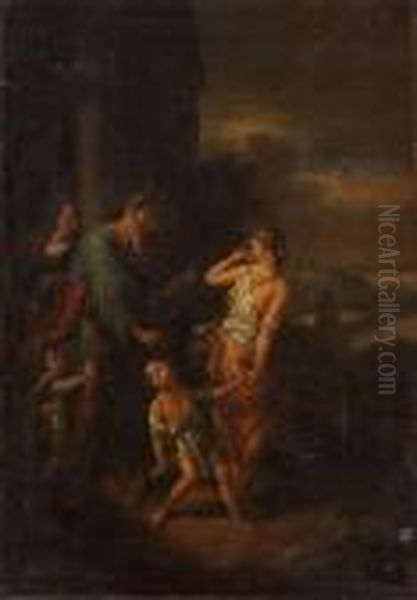 Die Verstosung Hagars Und Ishmaels Aus Dem Hause Abrahams Oil Painting by Adriaen Van Der Werff
