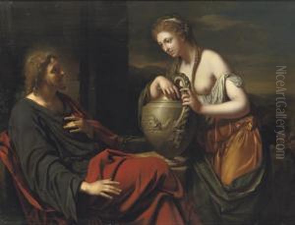 Christ And The Samaritan Woman Oil Painting by Adriaen Van Der Werff