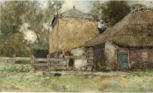A Haystack On A Farmyard Oil Painting by Chris Van Der Windt
