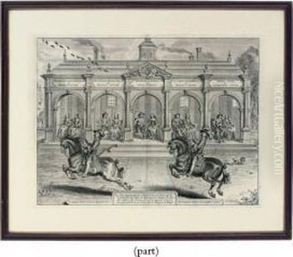 Le Chateau D'ogle; And Le 
Chateau De Bothel, From A General Systemof Horsemanship In All Its 
Branches Oil Painting by Abraham Jansz. van Diepenbeeck