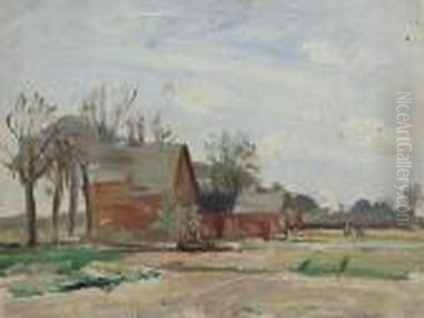 Landscape With Houses And Bare Trees Oil Painting by Albert Van Dyck