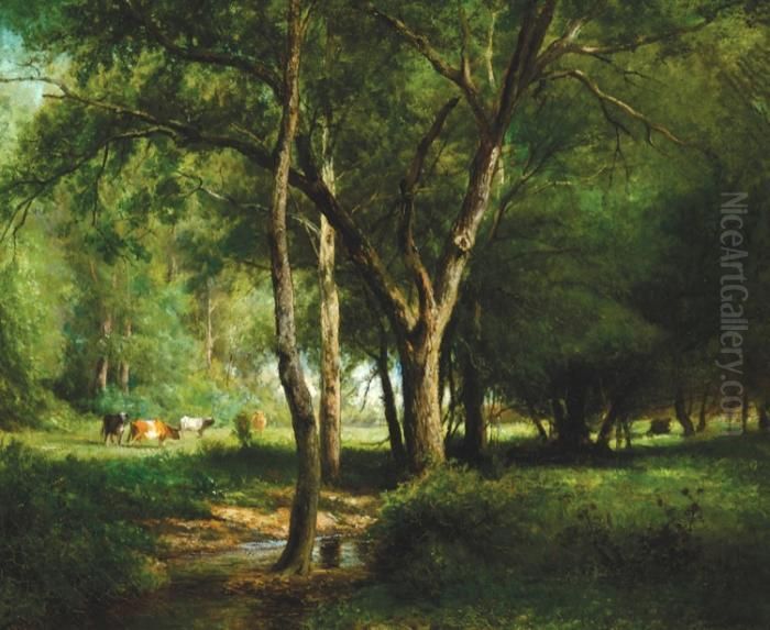 Sunlit Clearing Oil Painting by Hendrik D. Kruseman Van Elten