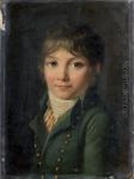 Portrait De Jeune Garcon En Redingote Verte Oil Painting by Henri Nicolas Van Gorp