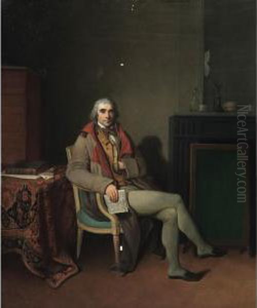 Portrait D'homme Assis Dans Un 
Interieur Lisant La Gazette Nationale [henri Nicolas Van Gorp ; Portrait
 Of A Gentleman Holding La Gazette Nationale In An Interior ; Oil On 
Panel ] Oil Painting by Henri Nicolas Van Gorp