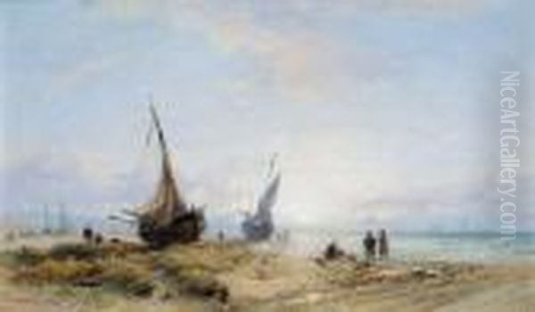 Pescatori Sulla Spiaggia Oil Painting by Remigius Adriannus van Haanen