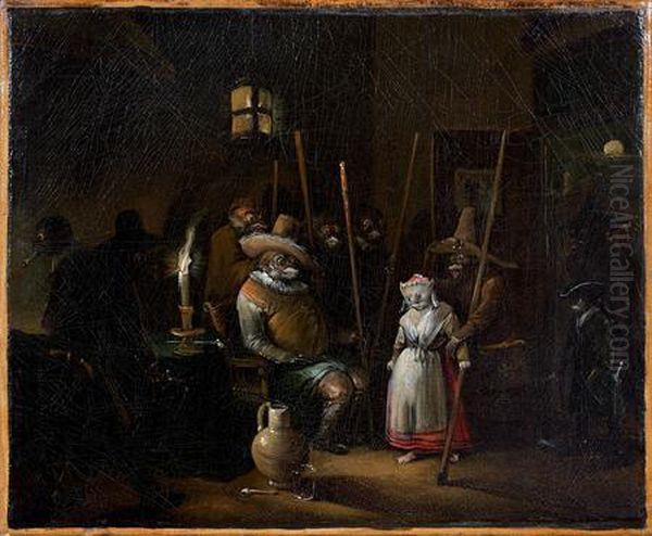 Les Singes Inquisiteurs Oil Painting by Egbert Van Heemskerck