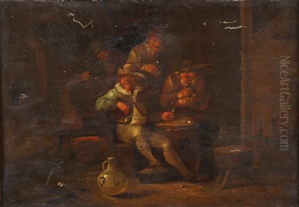 Hemskerck The Younger Peasants In Tavern Interiors Oil Painting by Egbert Van Heemskerck