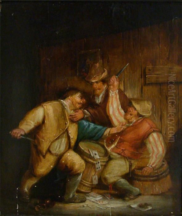 Wutende Kartenspieler In Einer Schenke Oil Painting by Egbert Van Heemskerck