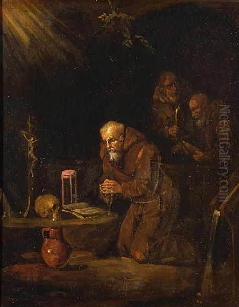 Monks Praying Oil Painting by Egbert Van Heemskerck